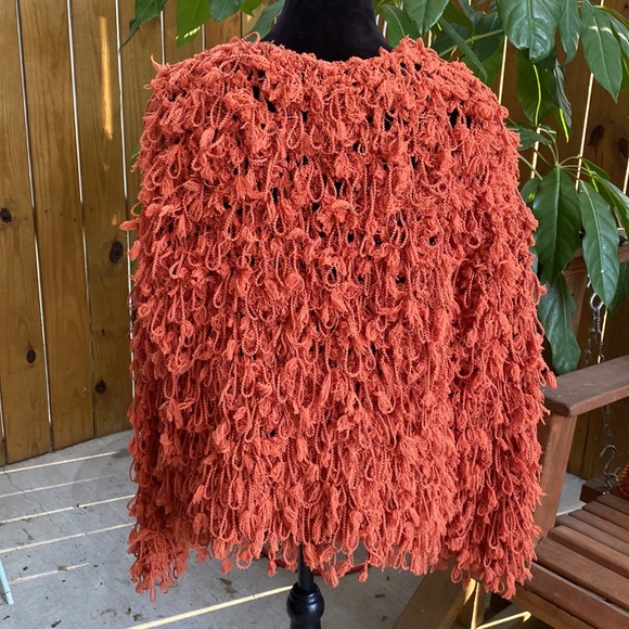 Elysia| Burnt Orange Shaggy Knit Cropped Cardigan | Small/Medium | NWOT - Picture 4 of 6